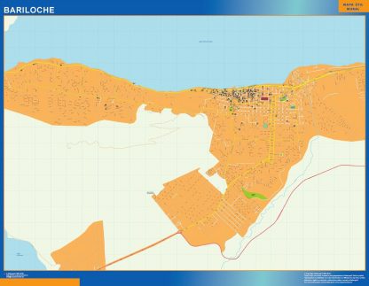 Mapa Bariloche en Argentina enmarcado plastificado