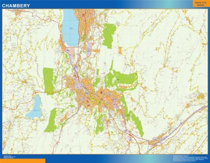 Mapa Chambery en Francia enmarcado plastificado