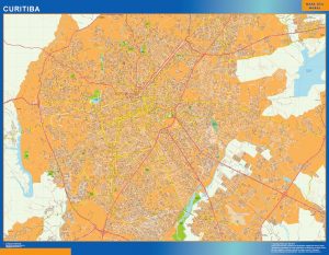 Mapa Curitiba Brasil enmarcado plastificado