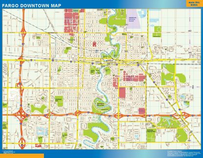 Mapa Fargo downtown enmarcado plastificado