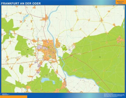 Mapa Frankfurt An Der Oder en Alemania enmarcado plastificado