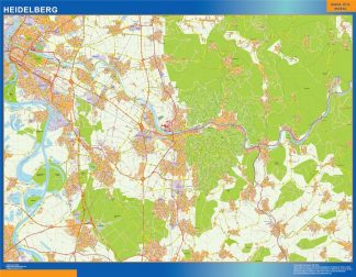 Mapa Heidelberg en Alemania enmarcado plastificado