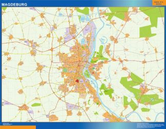 Mapa Magdeburg en Alemania enmarcado plastificado