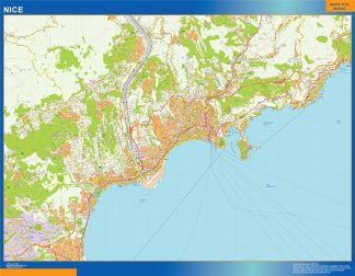 Mapa Nice en Francia enmarcado plastificado