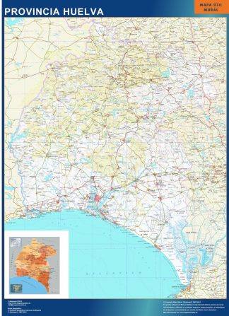 Mapa Provincia Huelva enmarcado plastificado