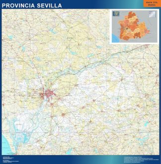 Mapa Provincia Sevilla enmarcado plastificado