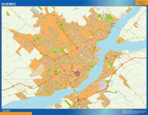 Mapa Quebec en Canada enmarcado plastificado