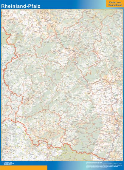 Mapa Rheinland-Pfalz enmarcado plastificado