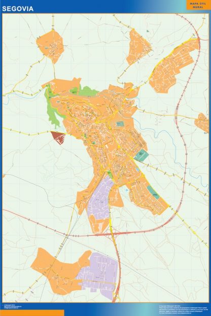 Mapa Segovia callejero enmarcado plastificado