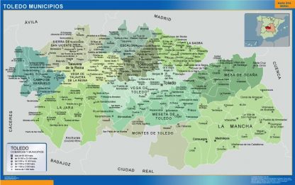 Mapa Toledo por municipios enmarcado plastificado