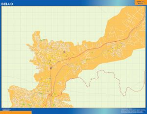 Mapa de Bello en Colombia enmarcado plastificado