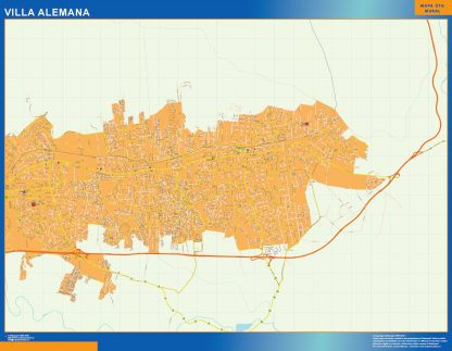 Mapa de Villa Alemana en Chile enmarcado plastificado